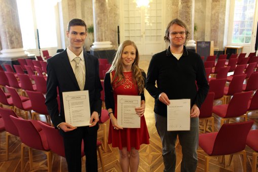 Die Besten des Studierenden wurden ausgezeichnet: Benedikt Ringlein, Olga Dedi und David Lerch 