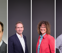 Vier Porträtfotos von Prof. Dr. Daniel Münstermann, Prof. Dr.-Ing. Christian Glockner, Prof. Dr. rer. nat. habil. Ulrike Stadtmüller, Prof. Dr. rer. nat. Peter Dannenmann